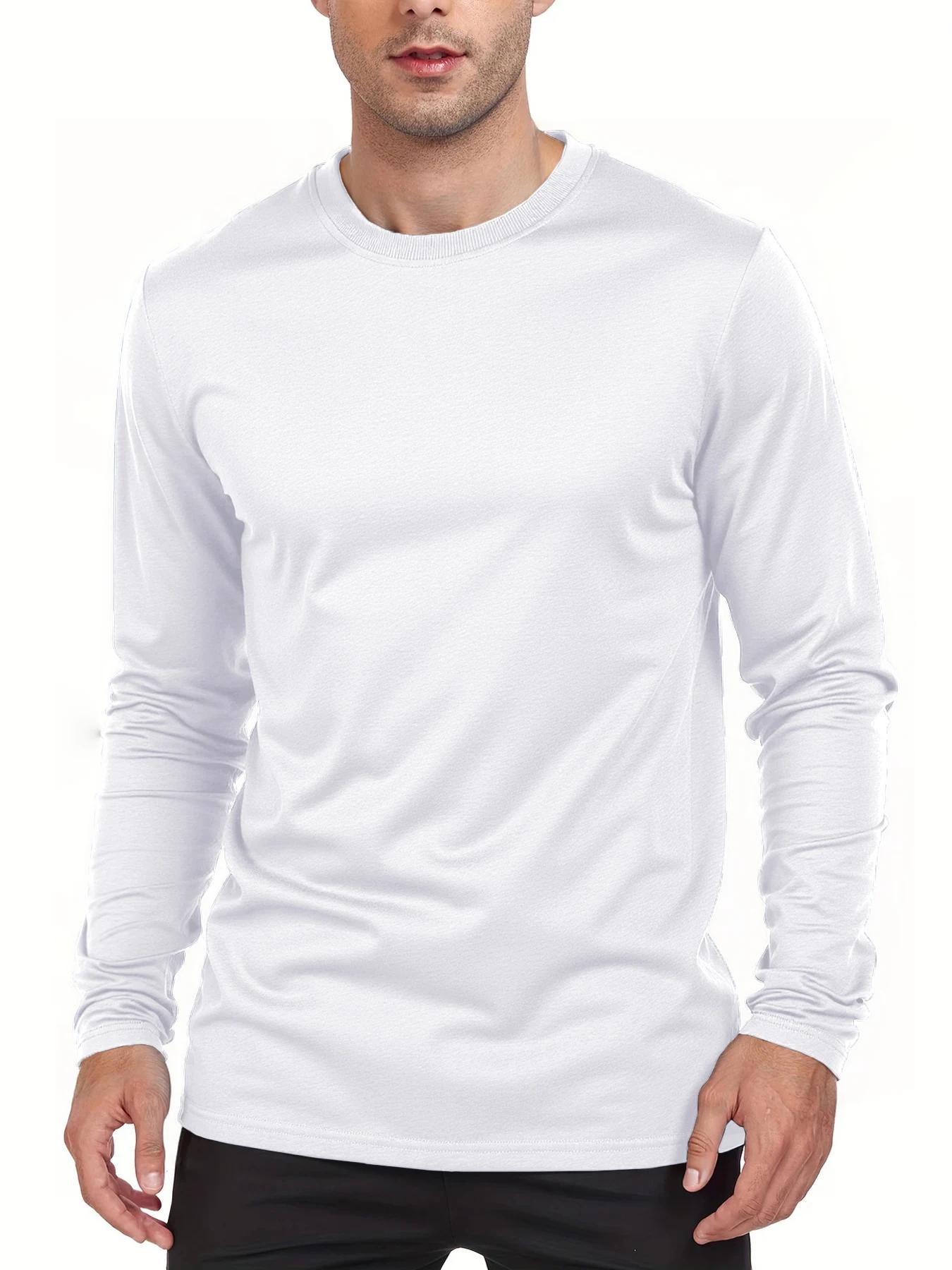 T-shirts à manches longues pour hommes T-shirts décontractés à col rond évacuant l'humidité hauts po