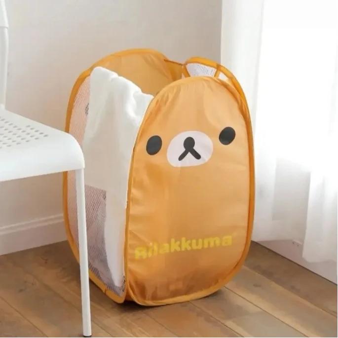 Japonais Rilakkuma maille pliant grande capacité panier à linge dessin animé portable cadre de range