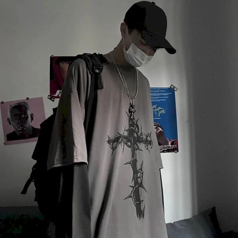 Hommes t-shirts automne hommes vêtements anime décontracté à manches longues surdimensionné Y2K T-Sh