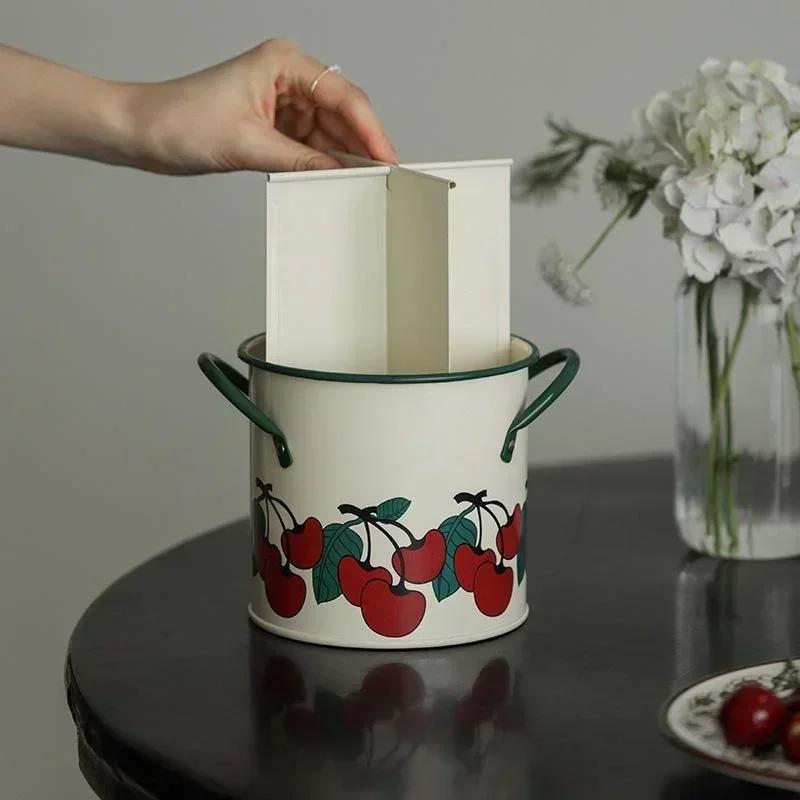 Seau de rangement de vaisselle rétro, égouttoir avec séparateur, boîte de rangement de couteaux et f