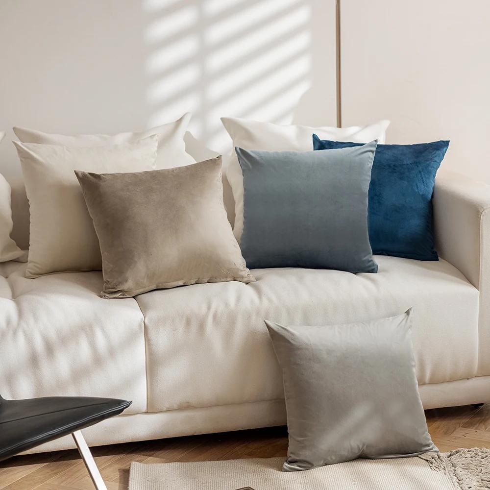 Housse de coussin en velours MACT, 2 pièces, douce, unie, décorative, carrée, pour canapé, chambre, 