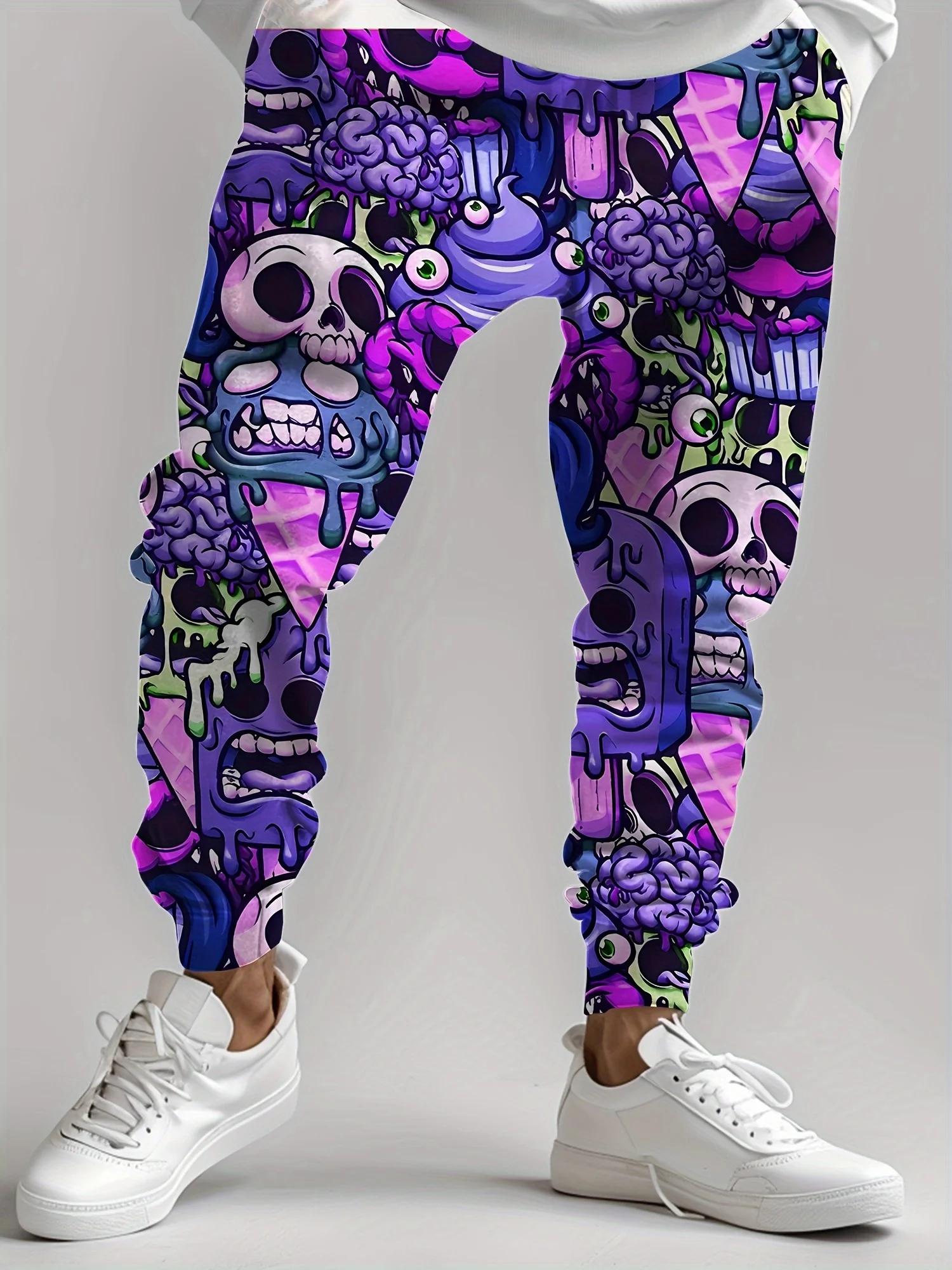 Mode hommes 2025 pantalons de survêtement crâne imprimé Joggers pantalon ajusté pantalon de salon dé