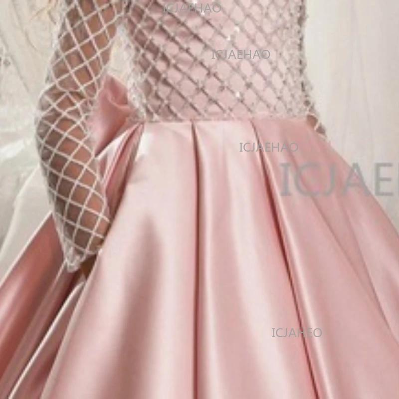 Robe de princesse pour fille 2026, style mode, en dentelle et satin, avec nœud, petite traîne et fle
