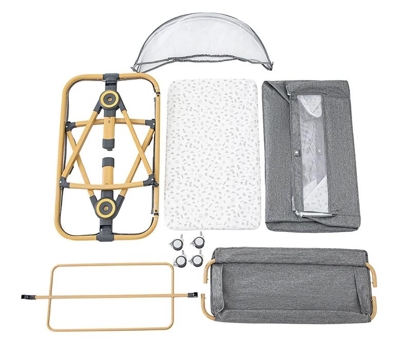 Lit bébé multifonctionnel avec réglage de hauteur pliable, berceau, lit de couchage, lit d'appoint p
