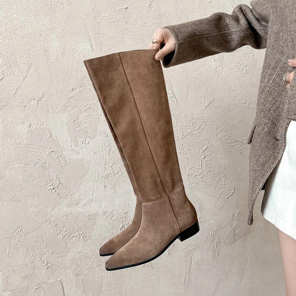 Aucegi Bottes hautes confortables à bout rond pour femme, nouvelle collection printemps-automne, tal