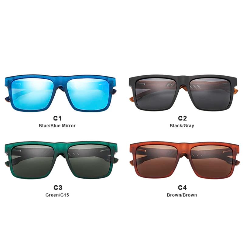 HU WOOD nouvelles lunettes de soleil carrées de haute qualité pour hommes polarisées UV400 mode lune