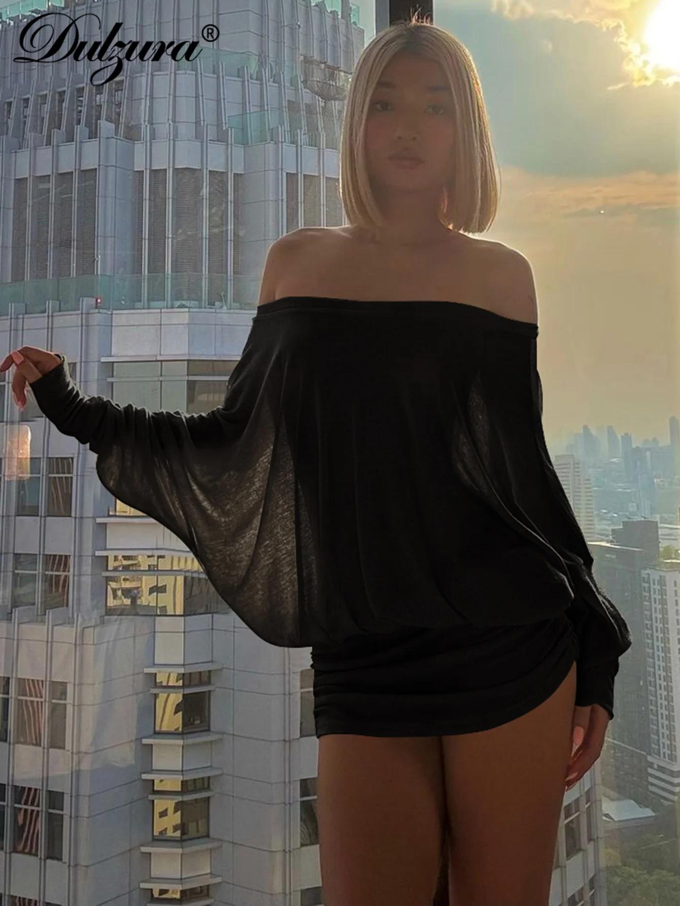 Dulzura – Mini robe froncée en Patchwork, épaules dénudées, manches longues, tenue décontractée, Sex