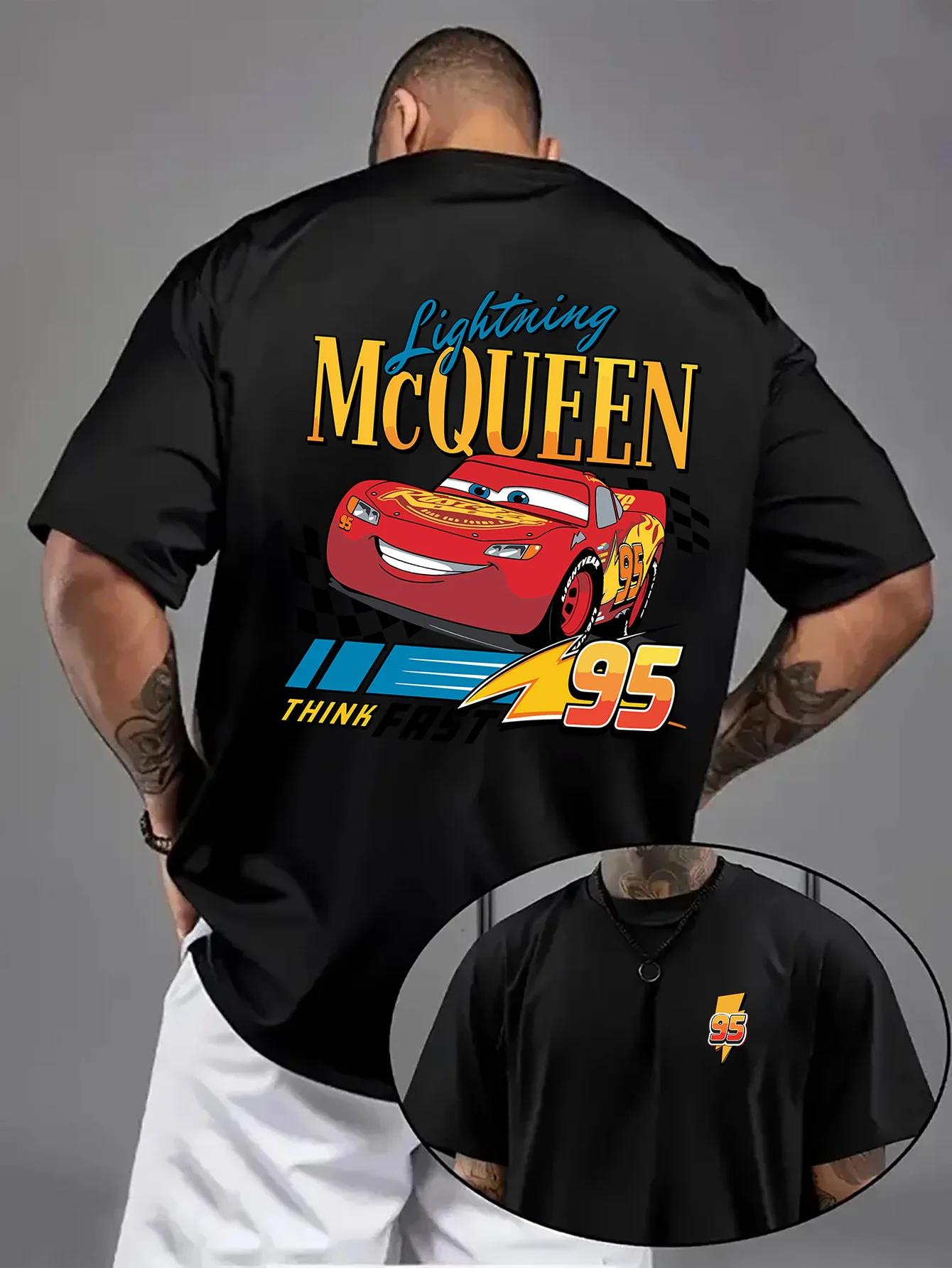 T-shirt imprimé Disney Cars Cartoon, nouveau style d'été pour hommes et femmes, style américain Stre
