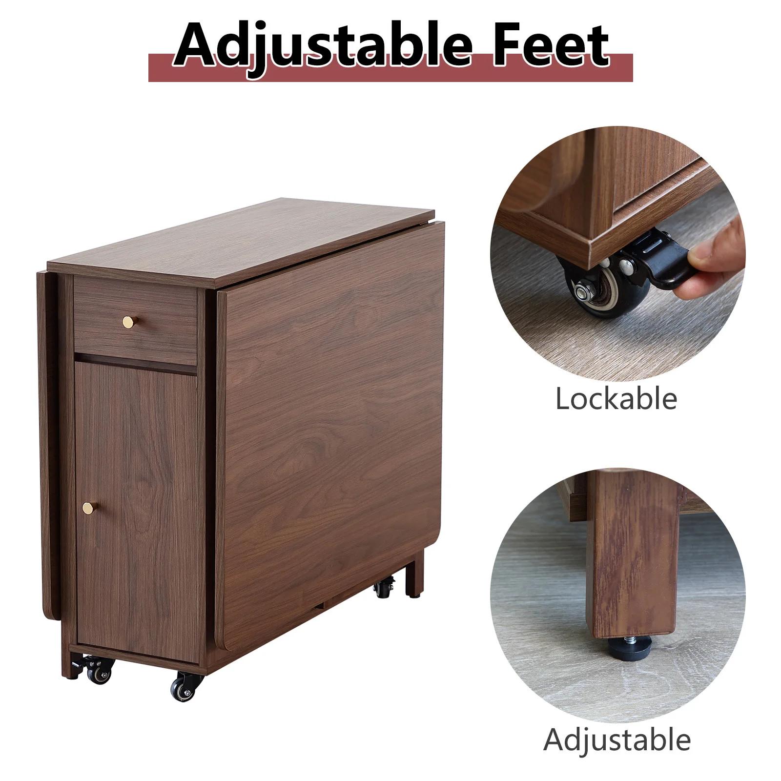 Table de salle à manger pliante extensible avec cuir chevelu tombant, table peu encombrante pour sal