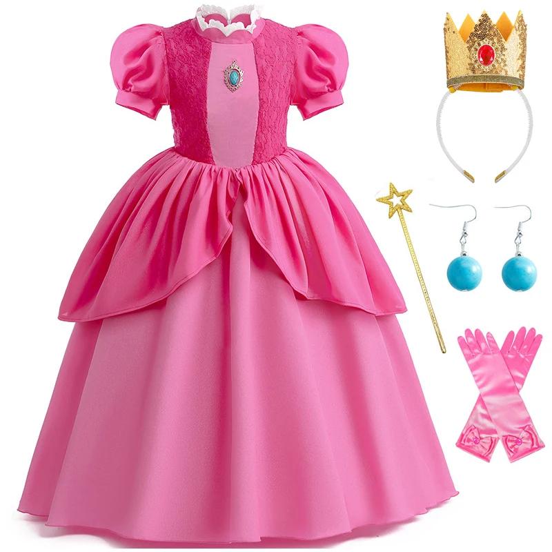 Robe princesse en mousseline de soie et dentelle pour filles, cosplay, robes de soirée éducatives, c