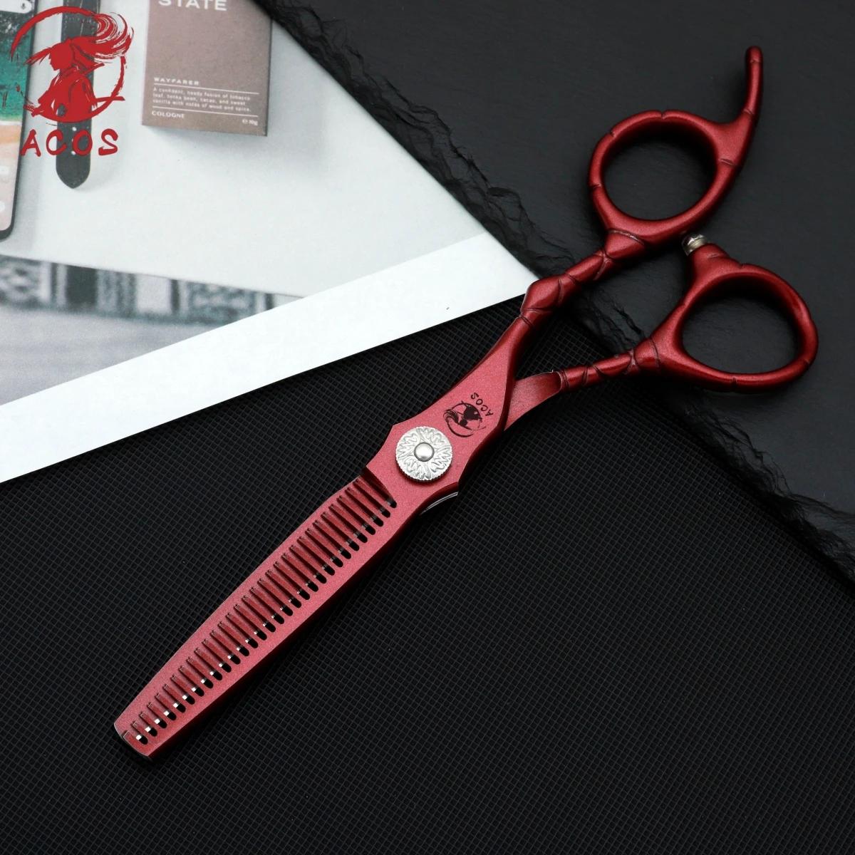Ensemble de ciseaux de barbier professionnels ACOS, acier 440C, ciseaux à effiler les cheveux de 6 p
