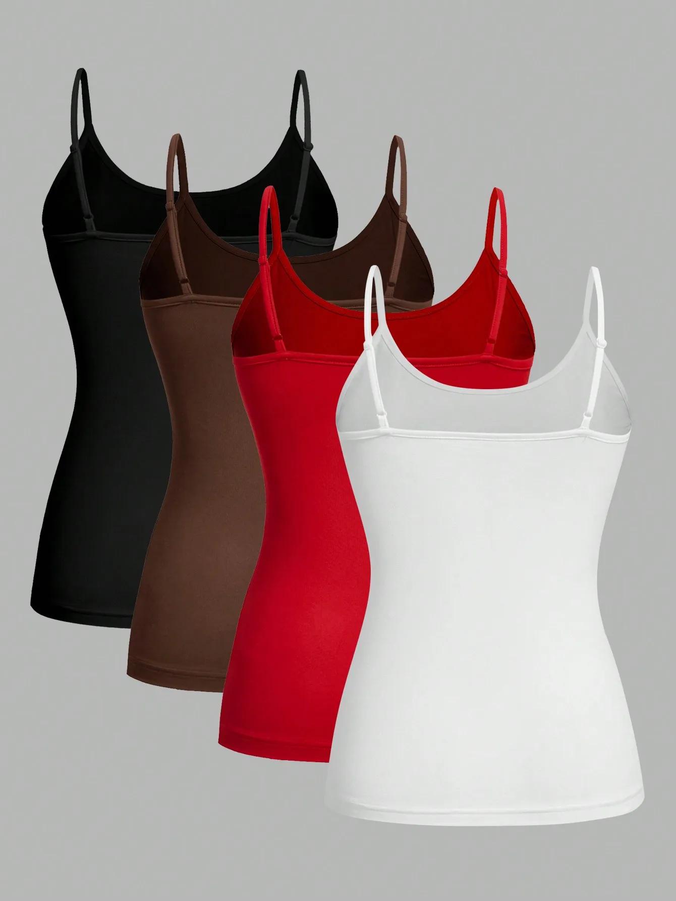 4 pièces femmes couleur unie Camisoles gilet femmes débardeurs femme été Sexy sangle hauts basiques 