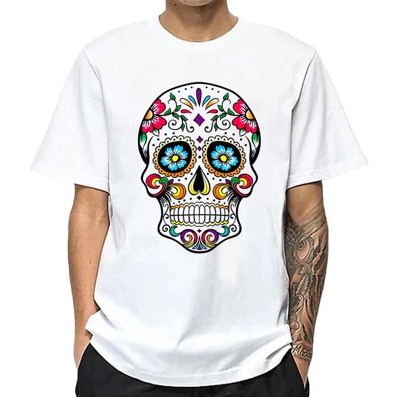 T-shirt homme haute qualité 100% coton Style de rue ample Cool crâne imprimé été hommes T-shirt déco