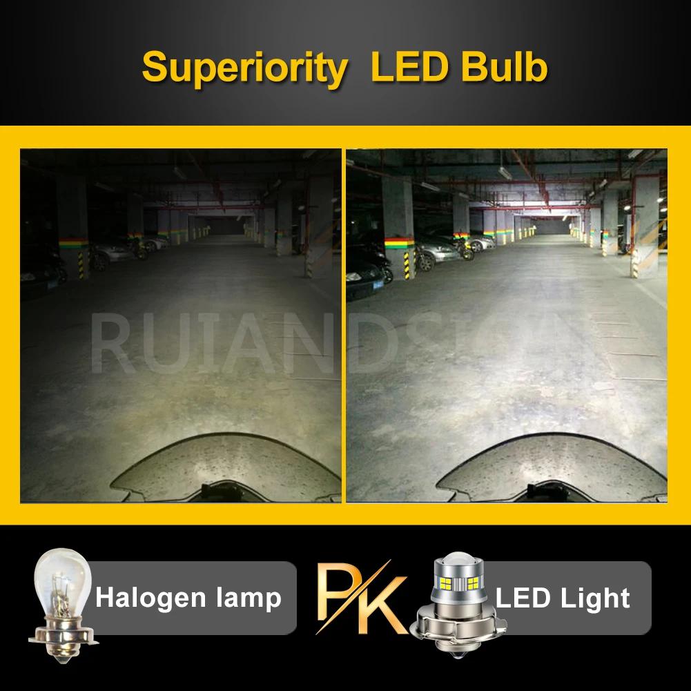 RUIANDSION P26S LED lumières pour phare de moto Scooter électrique ATV 12V 24V DC ampoules 800LM xén