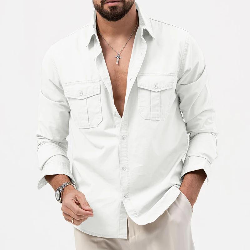 Chemise à manches longues pour hommes, vêtements de Fitness rétro Tiki de couleur unie, chemise d'au