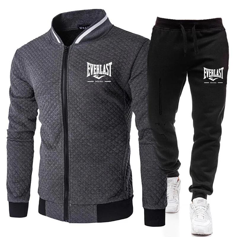Ensemble de veste et pantalon EVERLAST BOXING pour homme, col montant, style streetwear, printemps-a