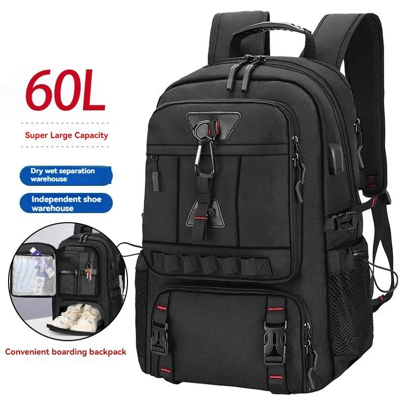 Sac à dos de voyage extensible pour ordinateur portable de grande capacité 60L, grand sac à dos d'af