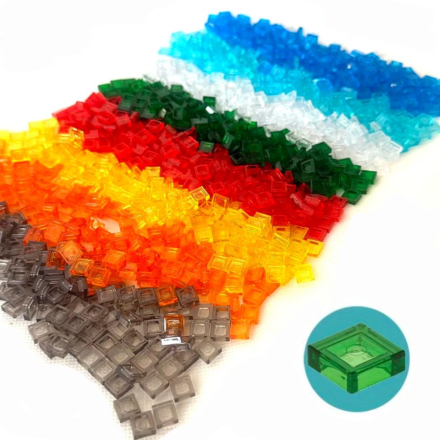 Briques colorées transparentes 1x1, 200 pièces, carrelage plat, blocs de construction lisses, bricol