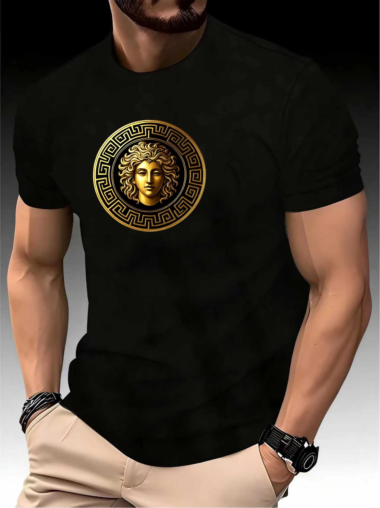 T-shirt de course à col rond pour homme, haut fin, impression artistique, séchage rapide, manches co