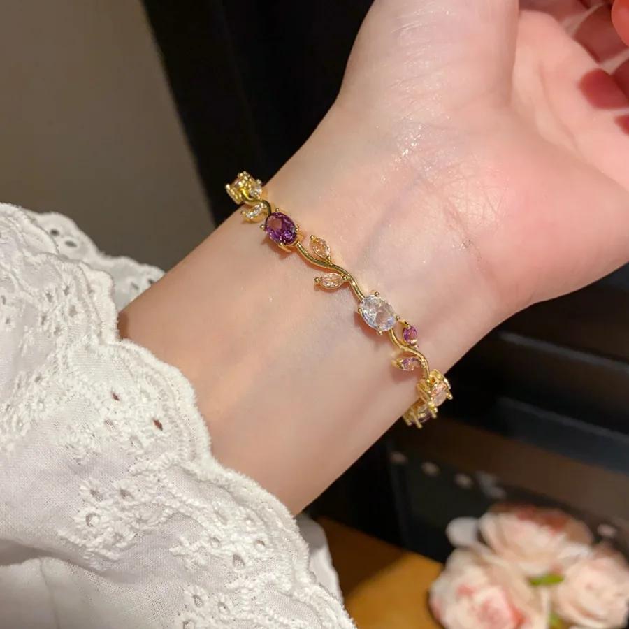 Bracelets de marque en zircone cubique pour femmes, bijoux de mariée, demoiselle d'honneur, cadeau p