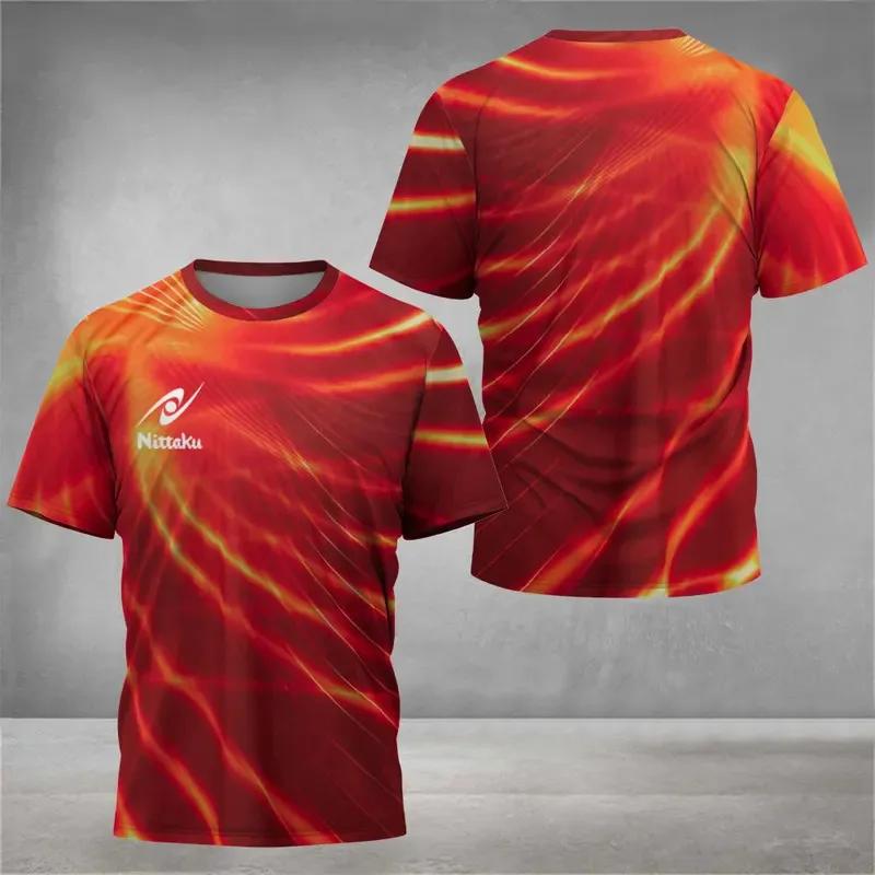 T-shirt de tennis de table pour hommes avec des imprimés numériques mignons, T-shirt de tennis de ta