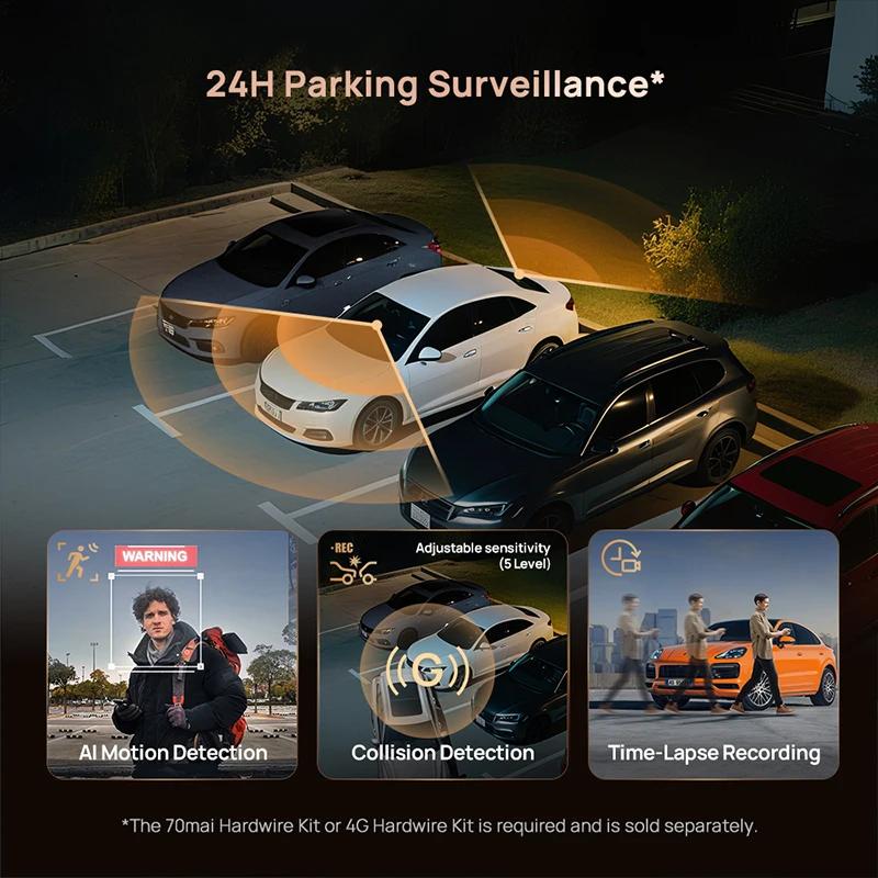 Nouvelle caméra embarquée 70mai A810S 4K HDR GPS ADAS Enregistrement automatique Détection de mouvem