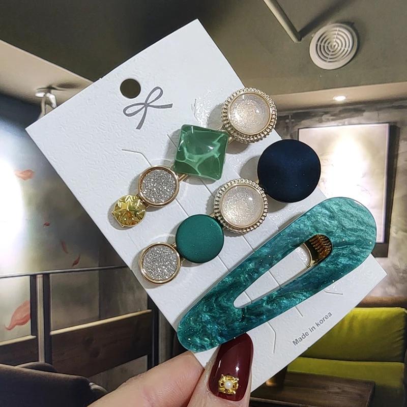 Ensemble de pinces à cheveux en perles pour femmes, épingles à cheveux coréennes, barrettes géométri
