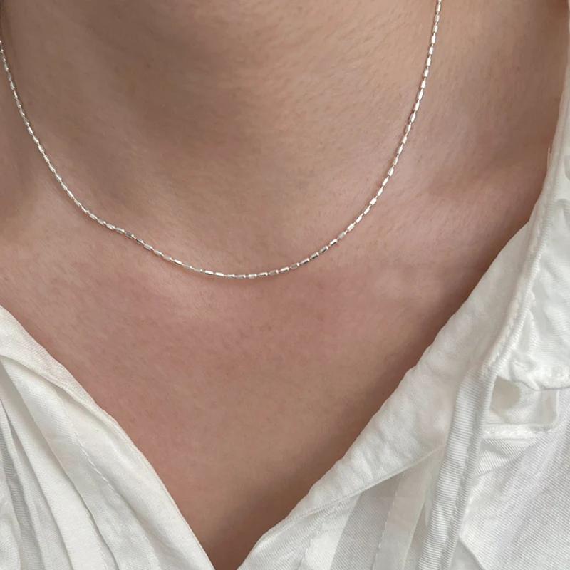 Collier en argent Sterling 925 avec perles géométriques simples, ras du cou, chaîne de clavicule bri