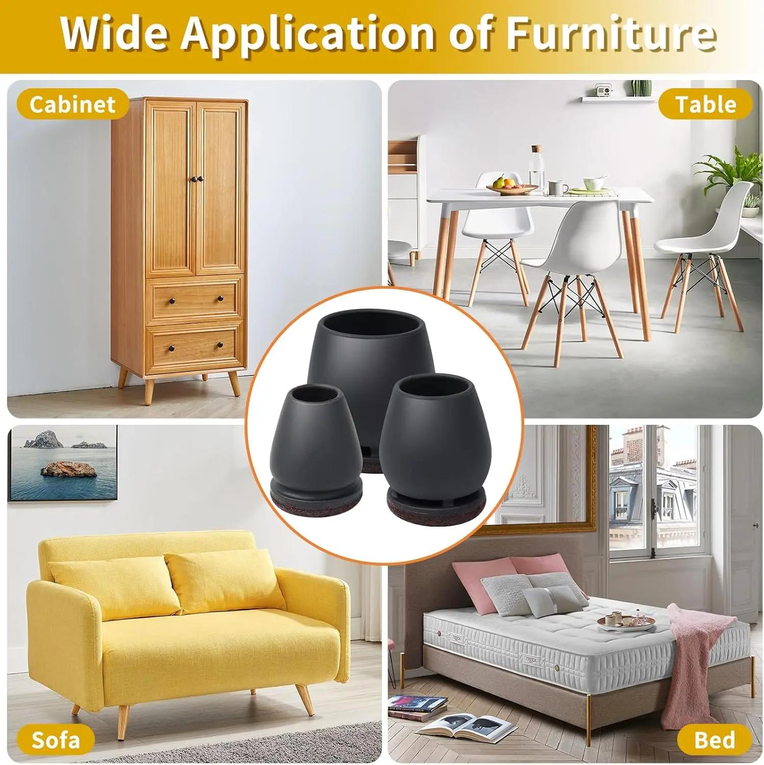 8 protections de pieds de chaise en silicone, diagonales, avec coussinets en feutre épais, en TPE, p