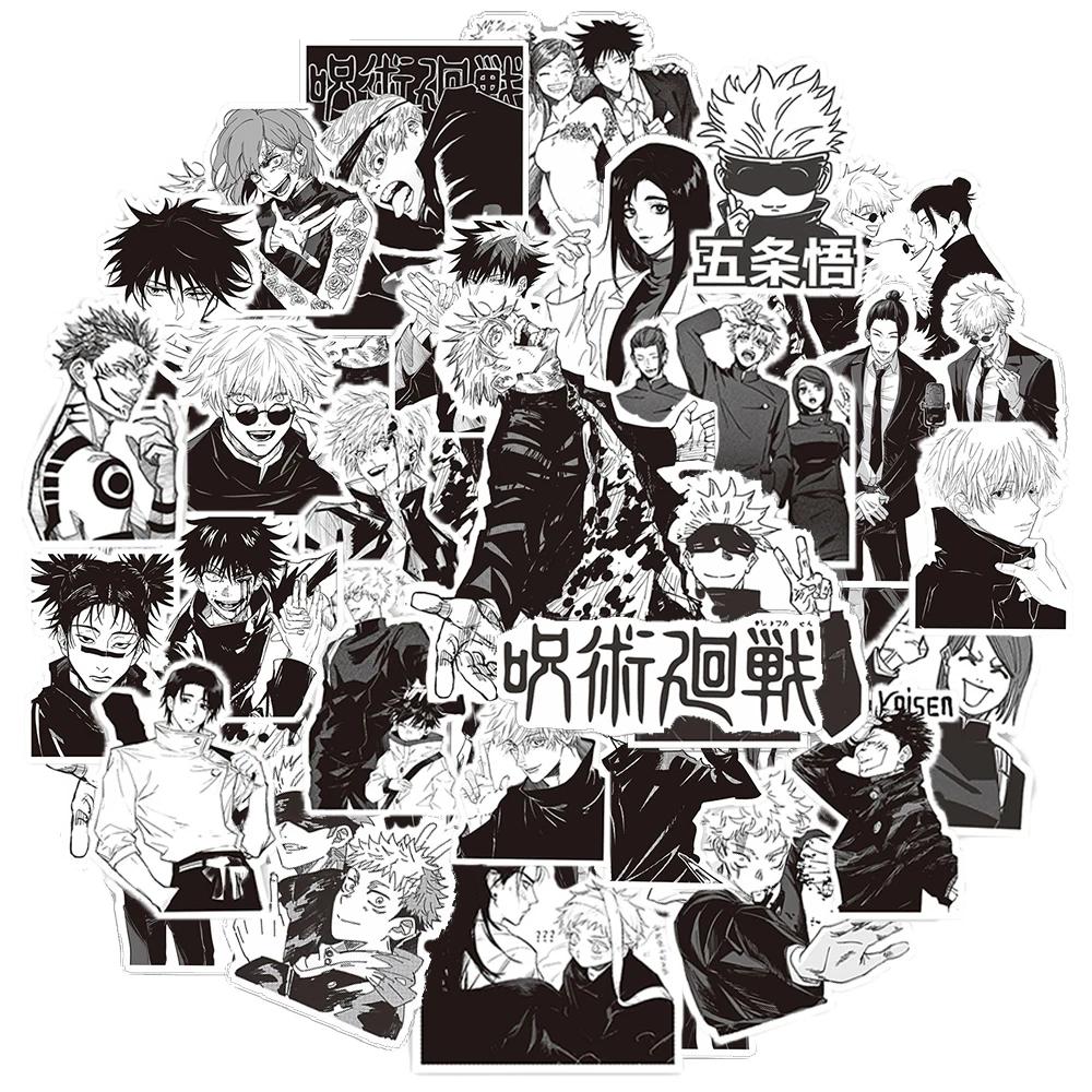 10/30/65 pièces noir blanc Jujutsu Kaisen Anime autocollants Cool Satoru Gojo dessin animé décalcoma