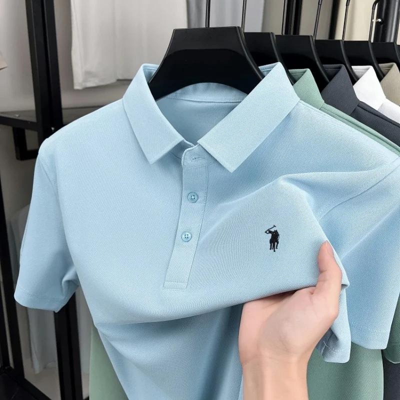 luxe marque Pony brodé chemise de polo à manches courtes pour hommes nouvelle modèle entreprise déco