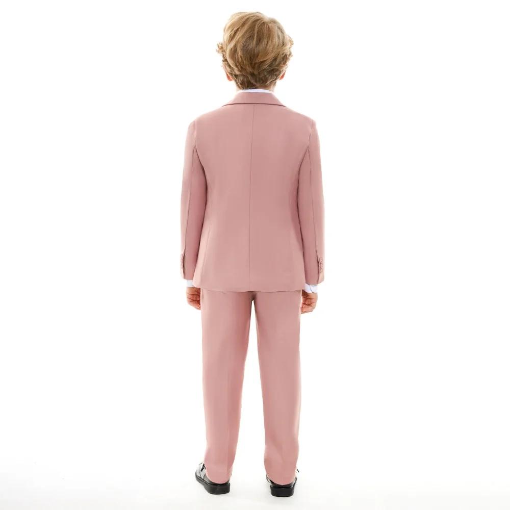 Ensemble de costume rose solide pour enfants, pour fête de mariage, remise de diplôme, Communion, re