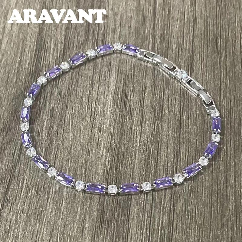 Aravant 925 argent 18K or améthyste Bracelet chaîne pour femmes bijoux de mode