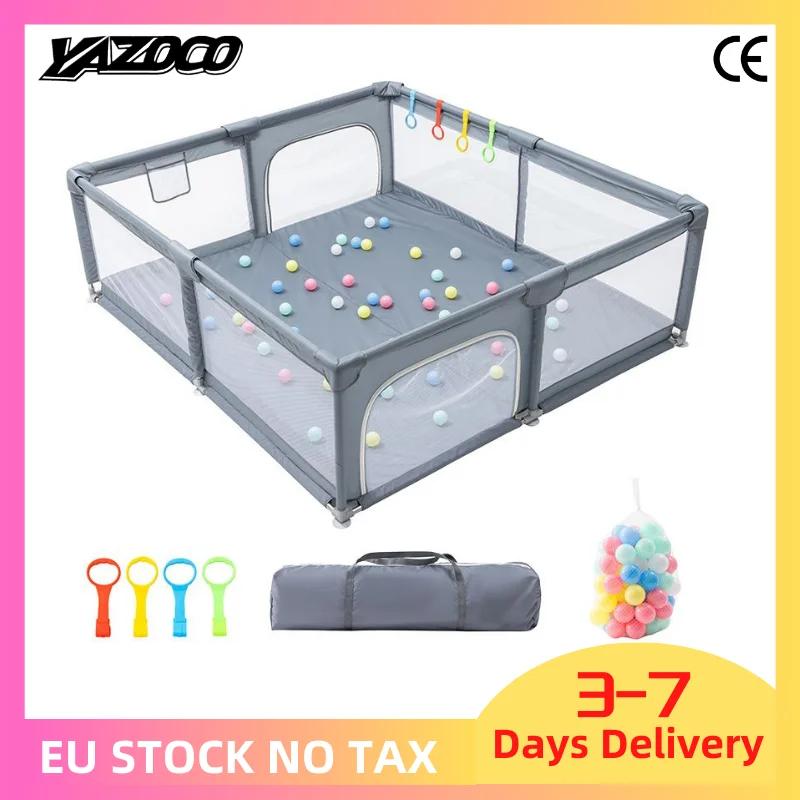 Parc de jeu pour bébé YAZOCO gris clair avec anneau de traction, barrière de sécurité pour enfant, c