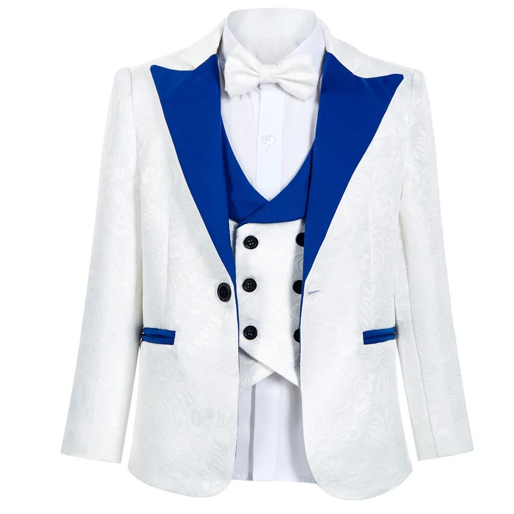 Ensemble de costume Paisley bleu Royal ou costume de Communion pour enfants de 3 à 14 ans, costumes 