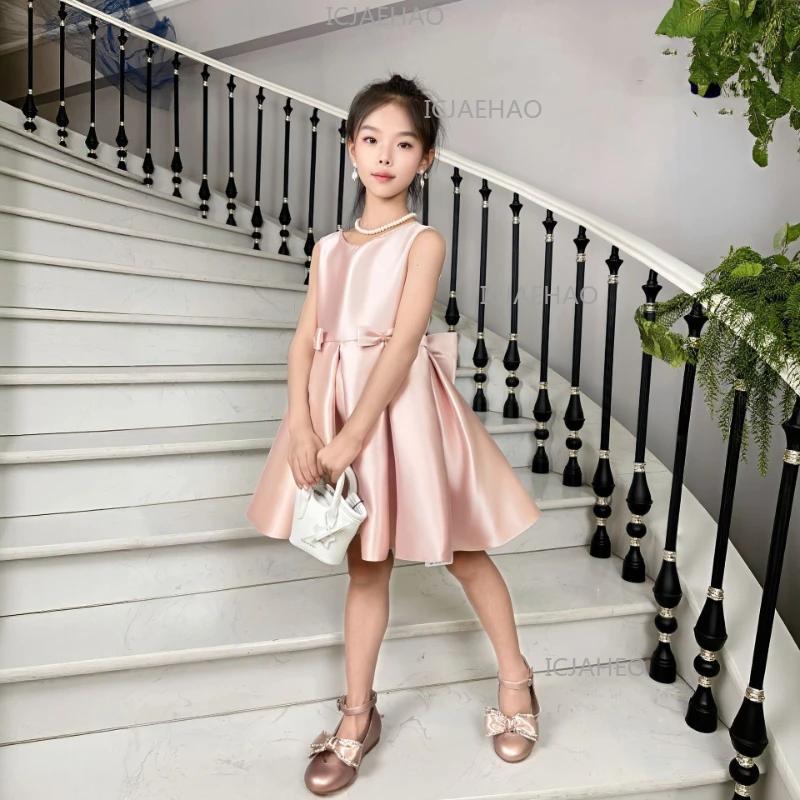 Robe de Soirée Formelle pour Filles 2026, Nouvelle Robe de Princesse en Satin Rose, Tenue Élégante p