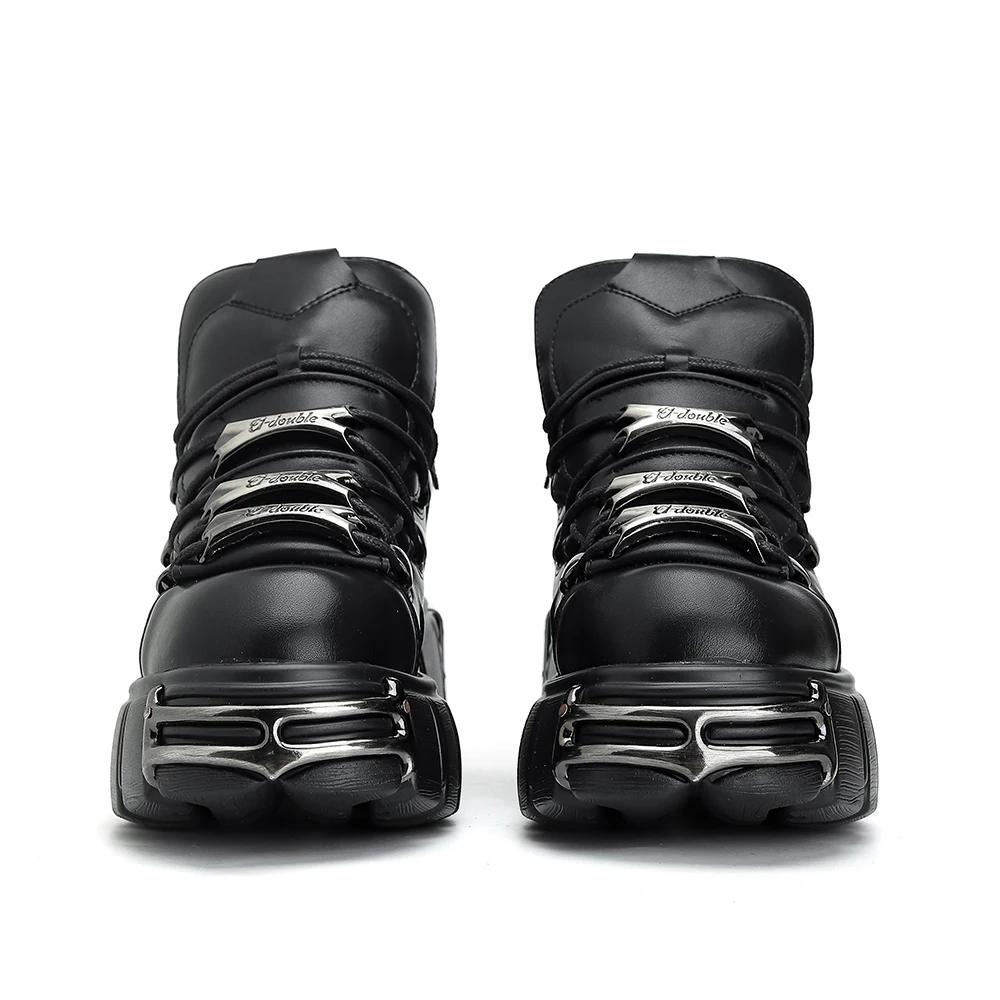 Nouvelles Chaussures Femme Style Punk 2026 – Bottes Rock à Lacets avec Plateforme et Talon de 6 cm, 