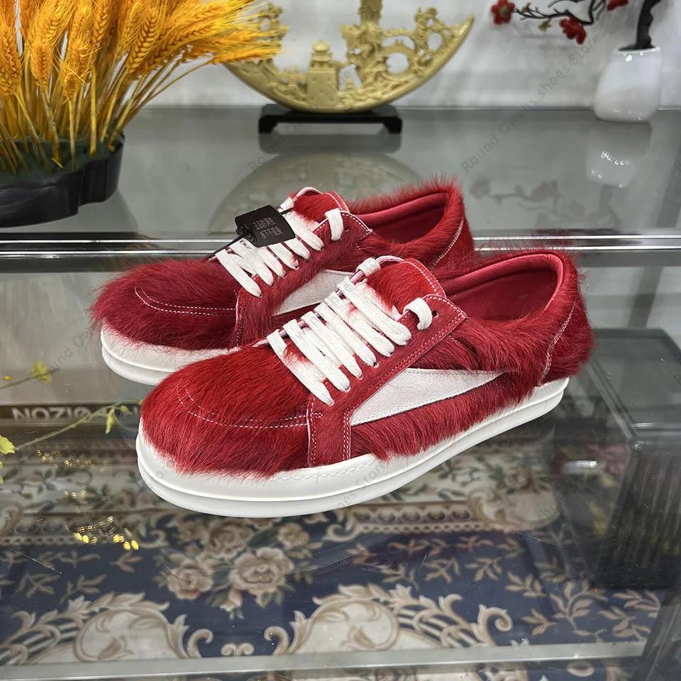 Chaussures décontractées en crin de cheval pour hommes et femmes, chaussures rouges foncées, cuir vé