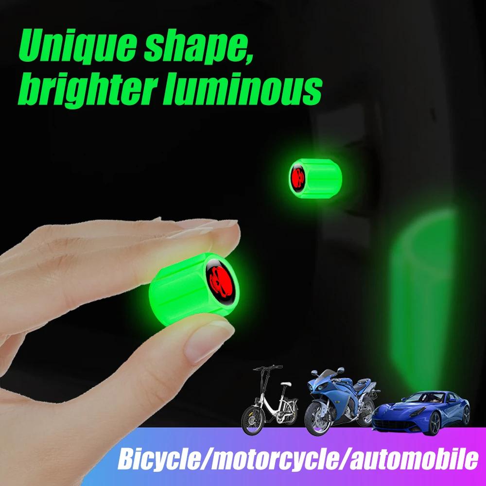 Bouchons de valve lumineux en forme de crâne, fluorescents, qui brillent la nuit, pour voiture, moto