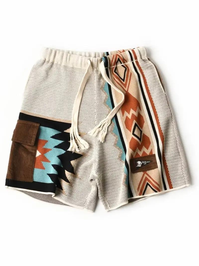 Short vintage américain pour homme, vêtement de plage, fin et respirant, style navajo, avec des docu