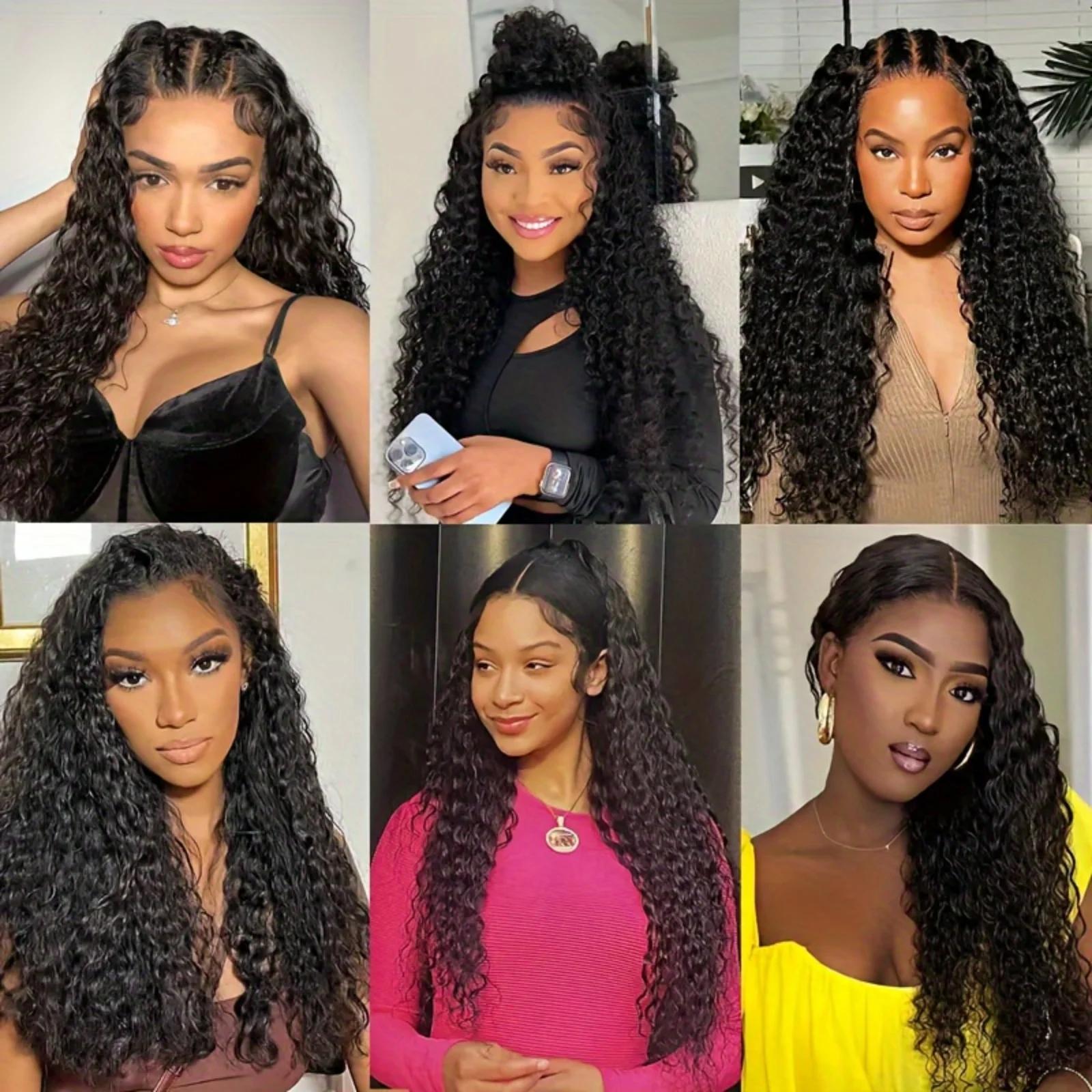 Perruque en cheveux humains Deep Wave avec dentelle frontale HD 13x6, sans colle, prête à porter, av