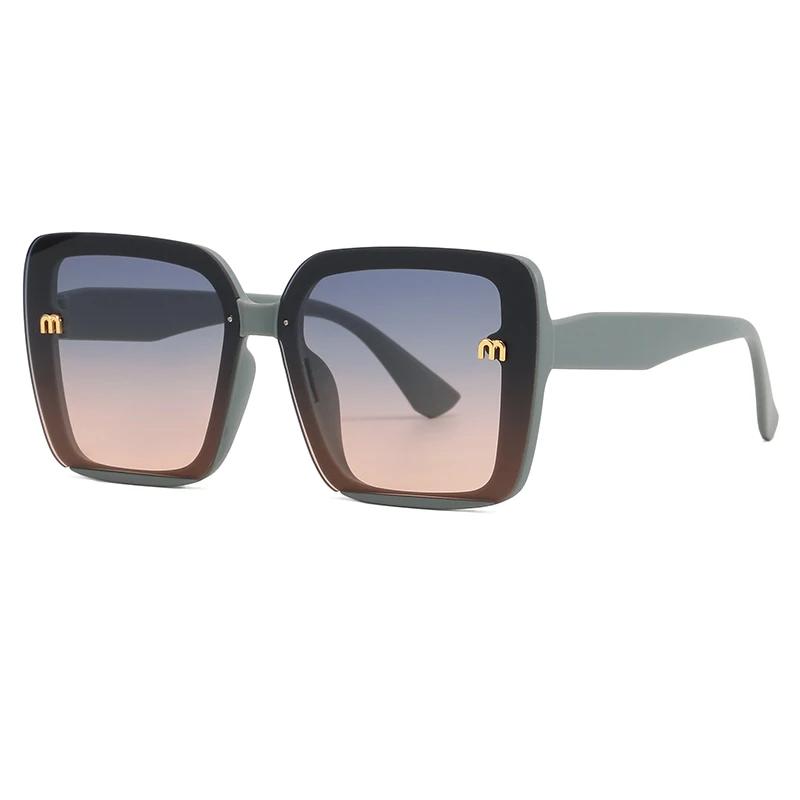 Lunettes de soleil carrées classiques à grand cadre pour hommes et femmes, design de lettre rectangu