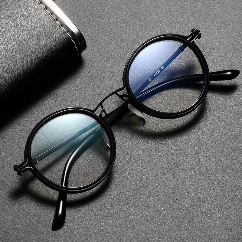 Shatar haute qualité rétro cadre rond lunettes de lecture hommes femmes mode Punk métal Anti lumière