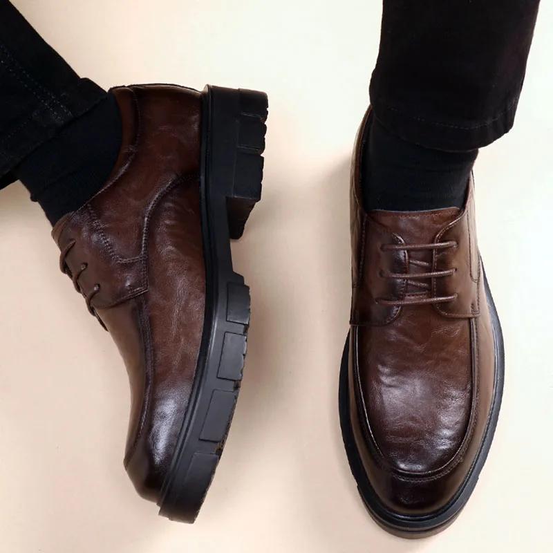 Chaussures en cuir à enfiler pour hommes, chaussures provoqué d'affaires, intérieur invisible, recom