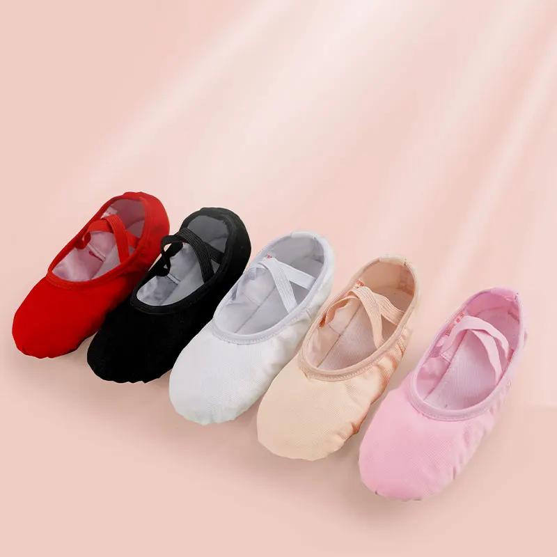 Chaussures de Ballet pour filles, chaussures de danse pour femmes, pantoufles de danse en toile à se