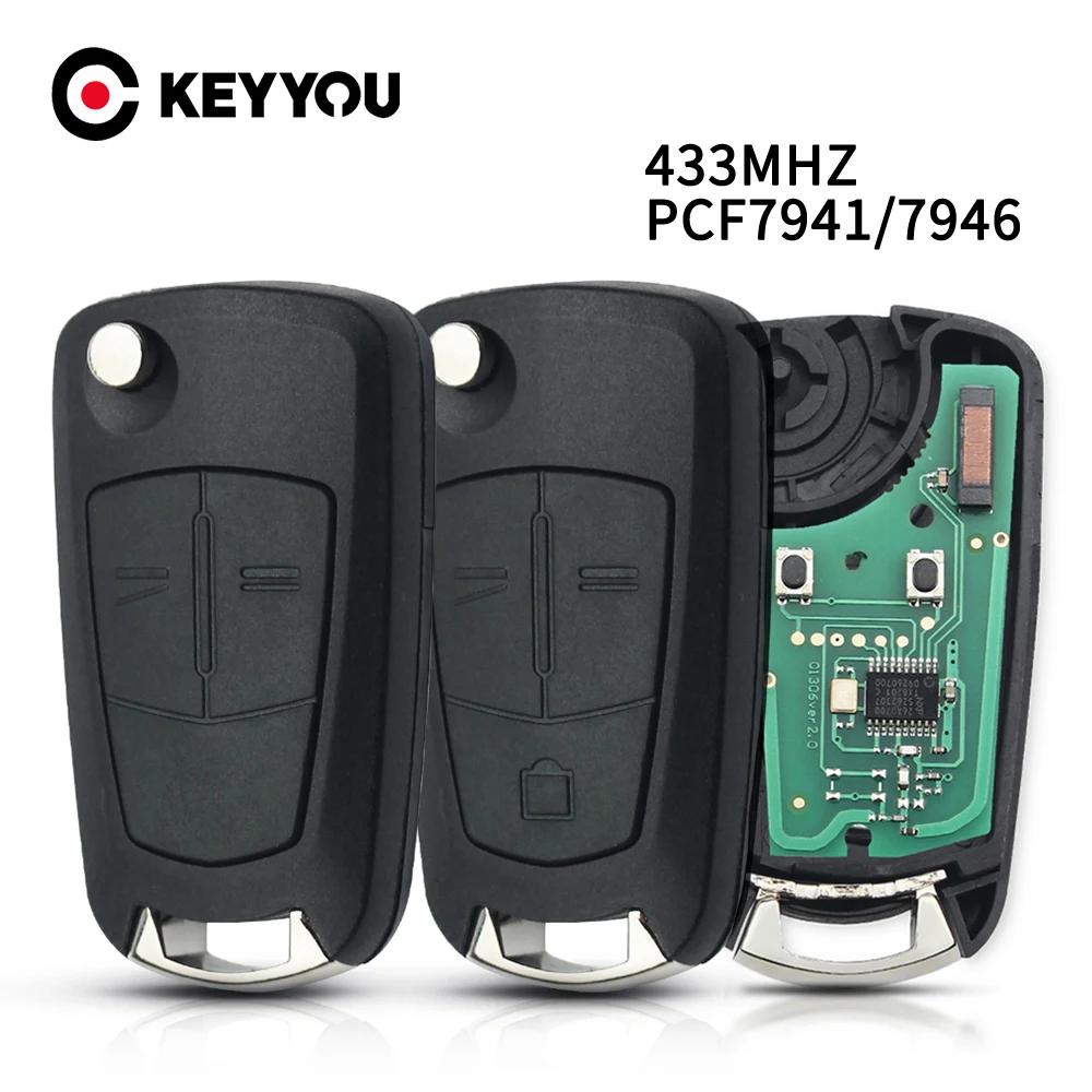 KEYYOU – clé télécommande de voiture à rabat, 433Mhz, pour Opel/Vauxhall Astra H 2004-2009 Zafira B 