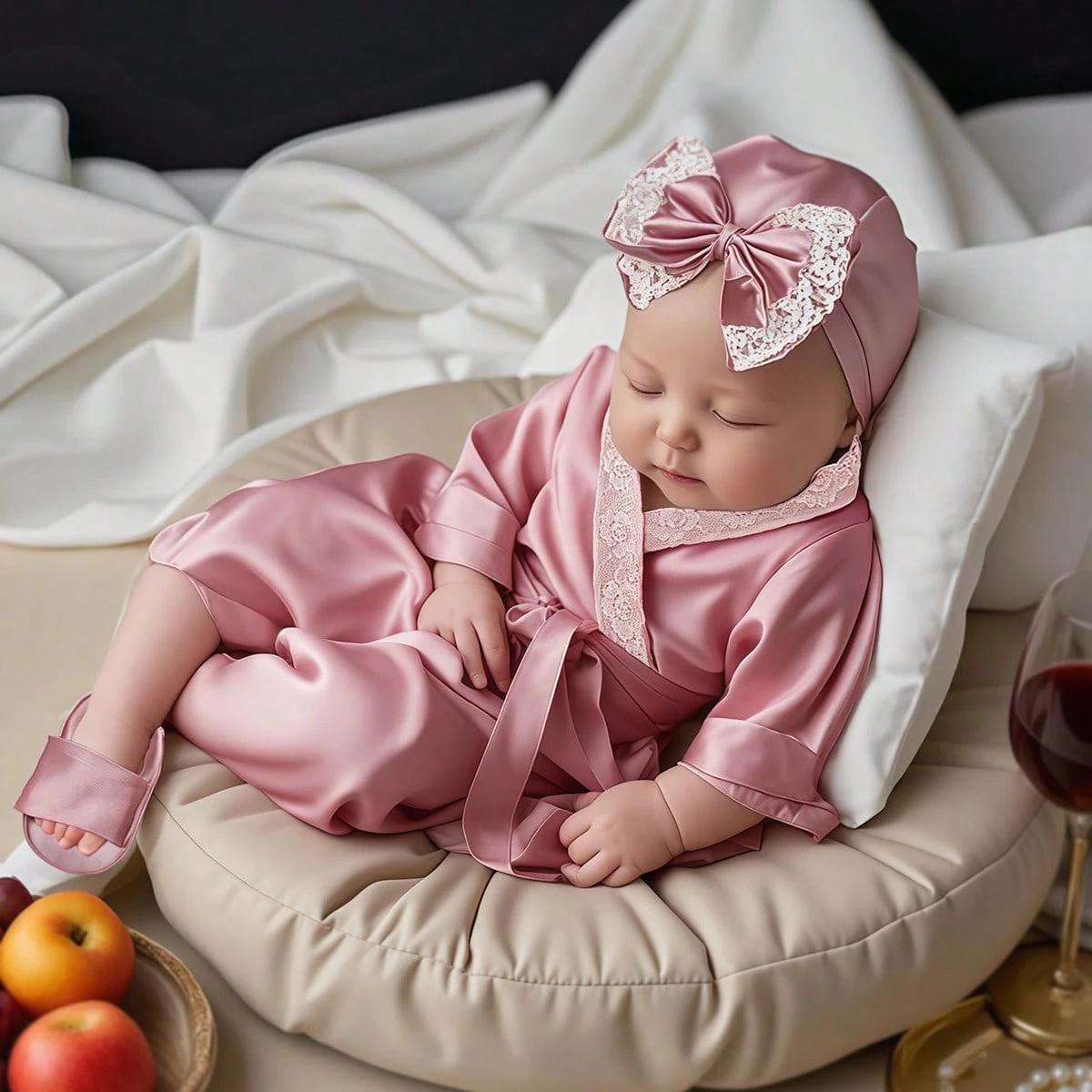 Ensemble de 3 tenues de photographie pour nouveau-nés, 1 mois, 100 jours, robe en dentelle pour bébé