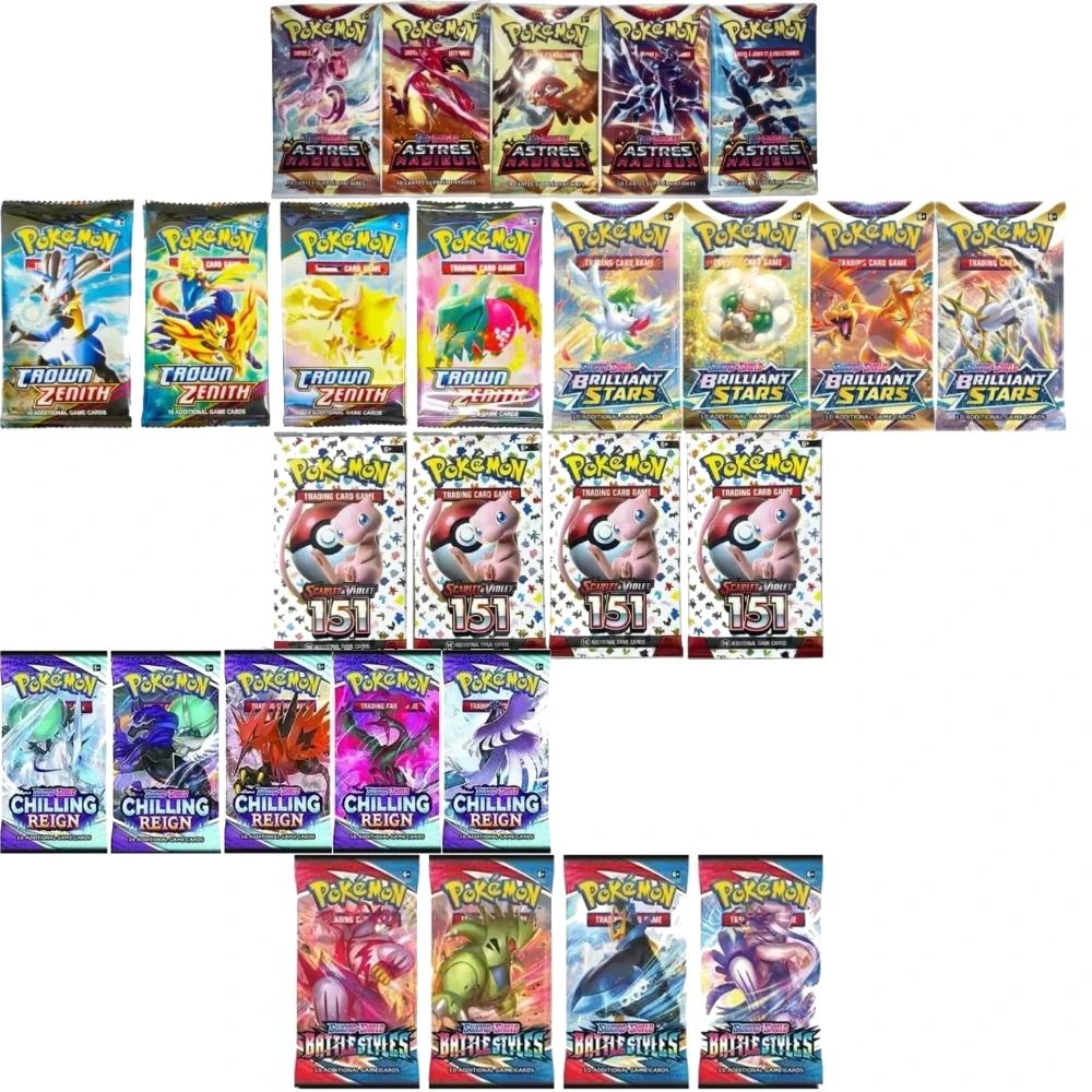 10 paquets de cartes Pokémon, étoiles vives, évolutions prismatiques 151, FATES PAUDES, renfort angl