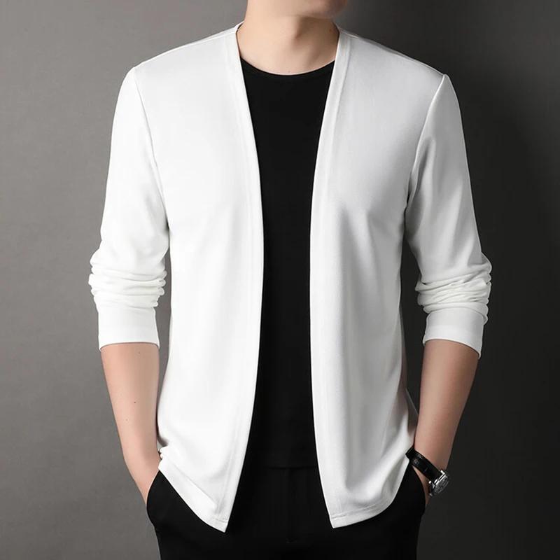 Nouveau Cardigan ajusté pour hommes, vêtements d'extérieur fins de printemps et d'automne, manches l