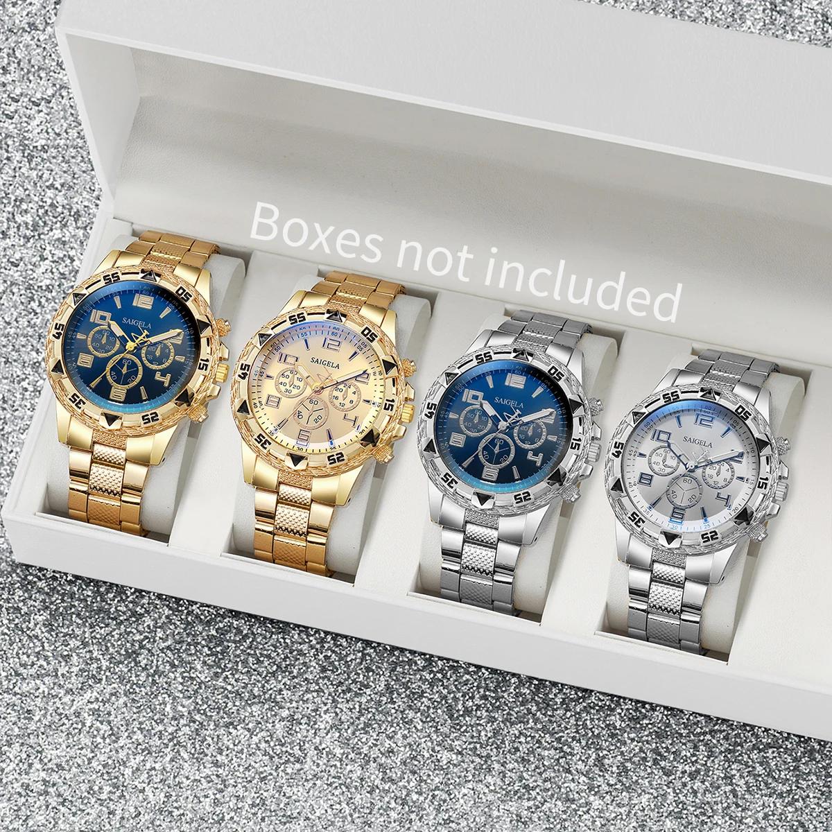4 pièces/ensemble montres pour hommes mode cadran arabe bracelet en acier montre à Quartz ensemble (
